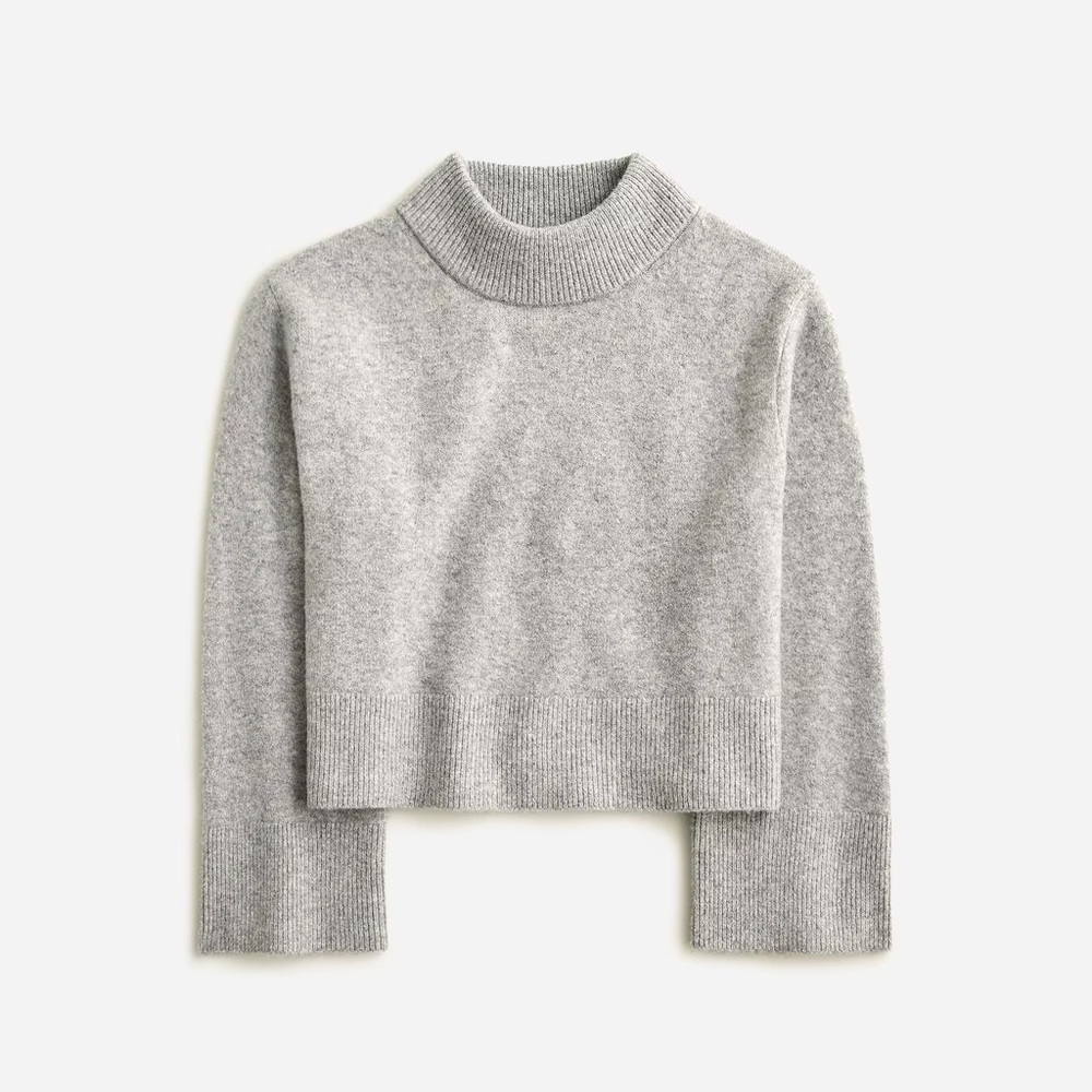 J. Crew Gray Knit Chunky crewneck sweater in Supersoft yarn